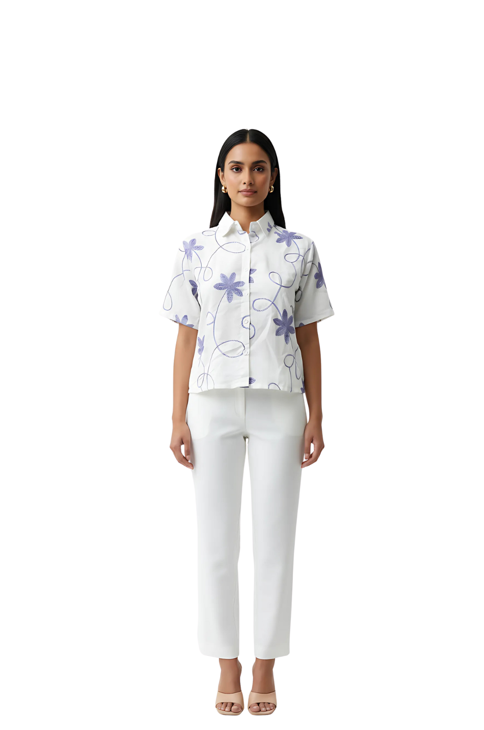 Embroidery Top for Women in Purple