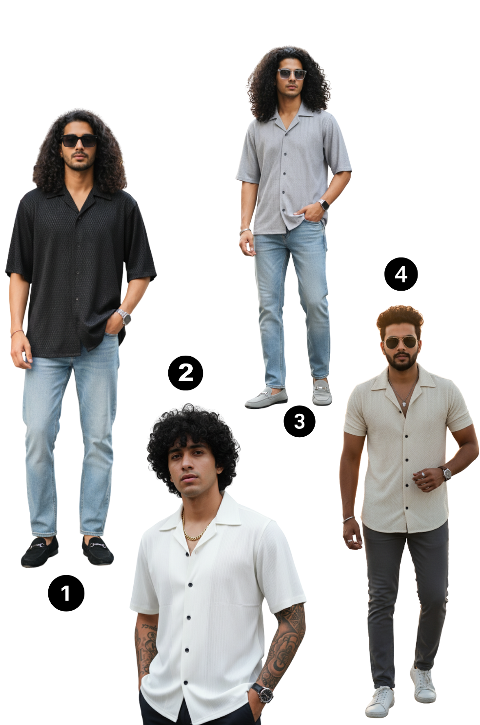 Mens Half Sleeve Shirt Combo Pack of 4