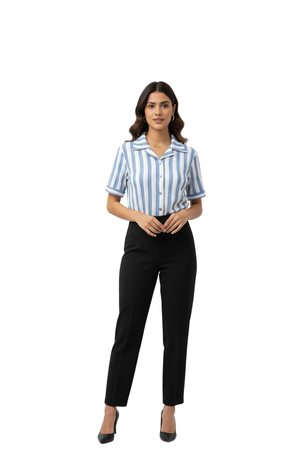 Textured Sleeve Shirt for Women in Sky Blue
