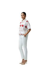 Embroidery Top for Women in Red