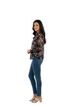 Floral Print Chiffon Fabric for Women in Black