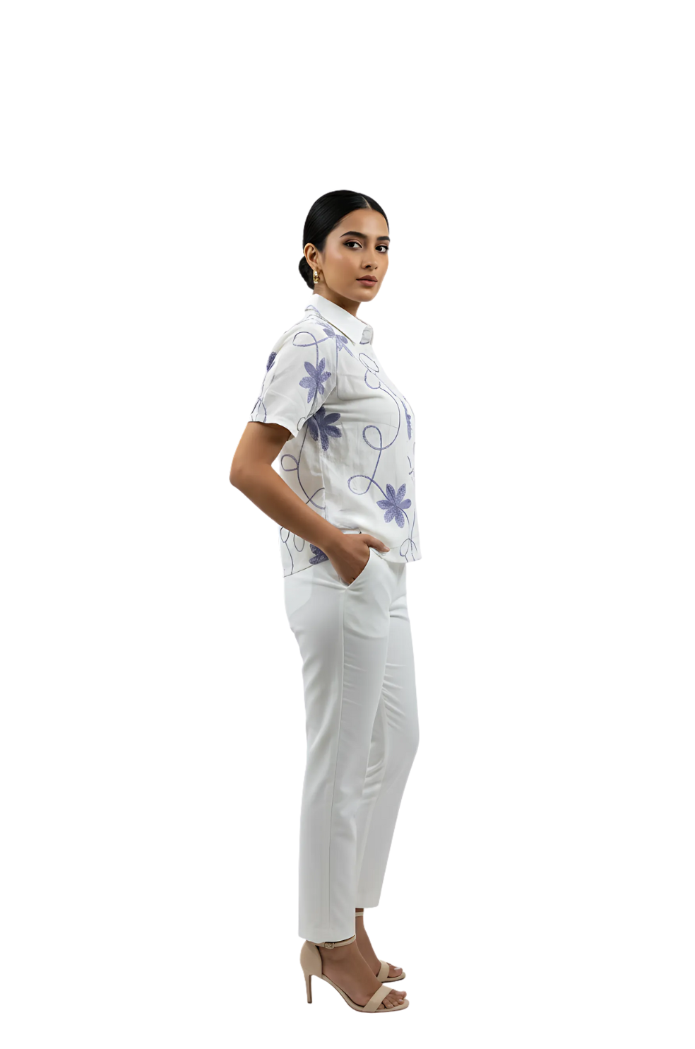 Embroidery Top for Women in Purple