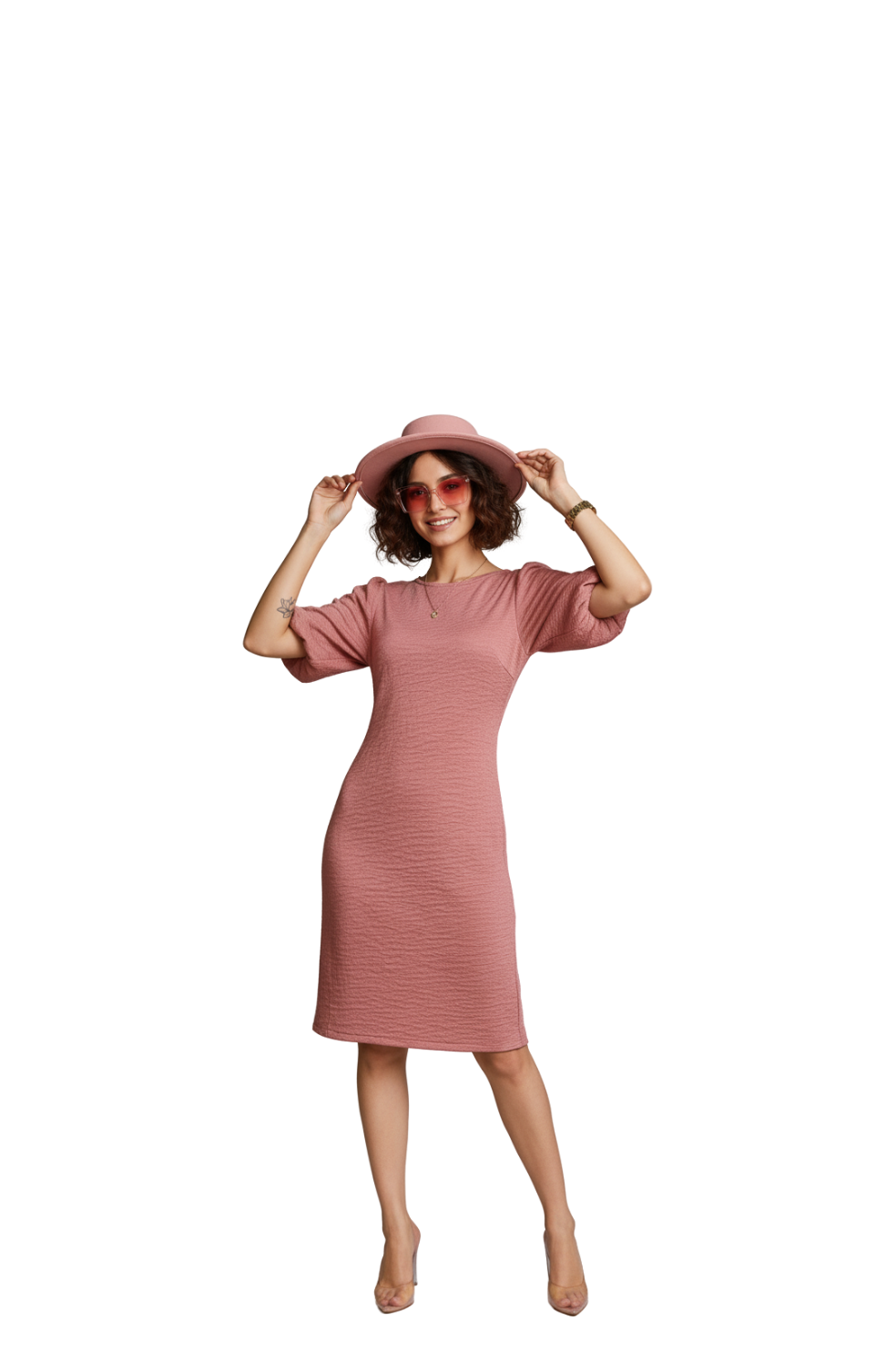 Puff Sleeve Dress for Women in Pink
