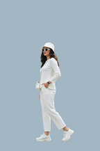 White Ribbed Texture T-Shirt for Women