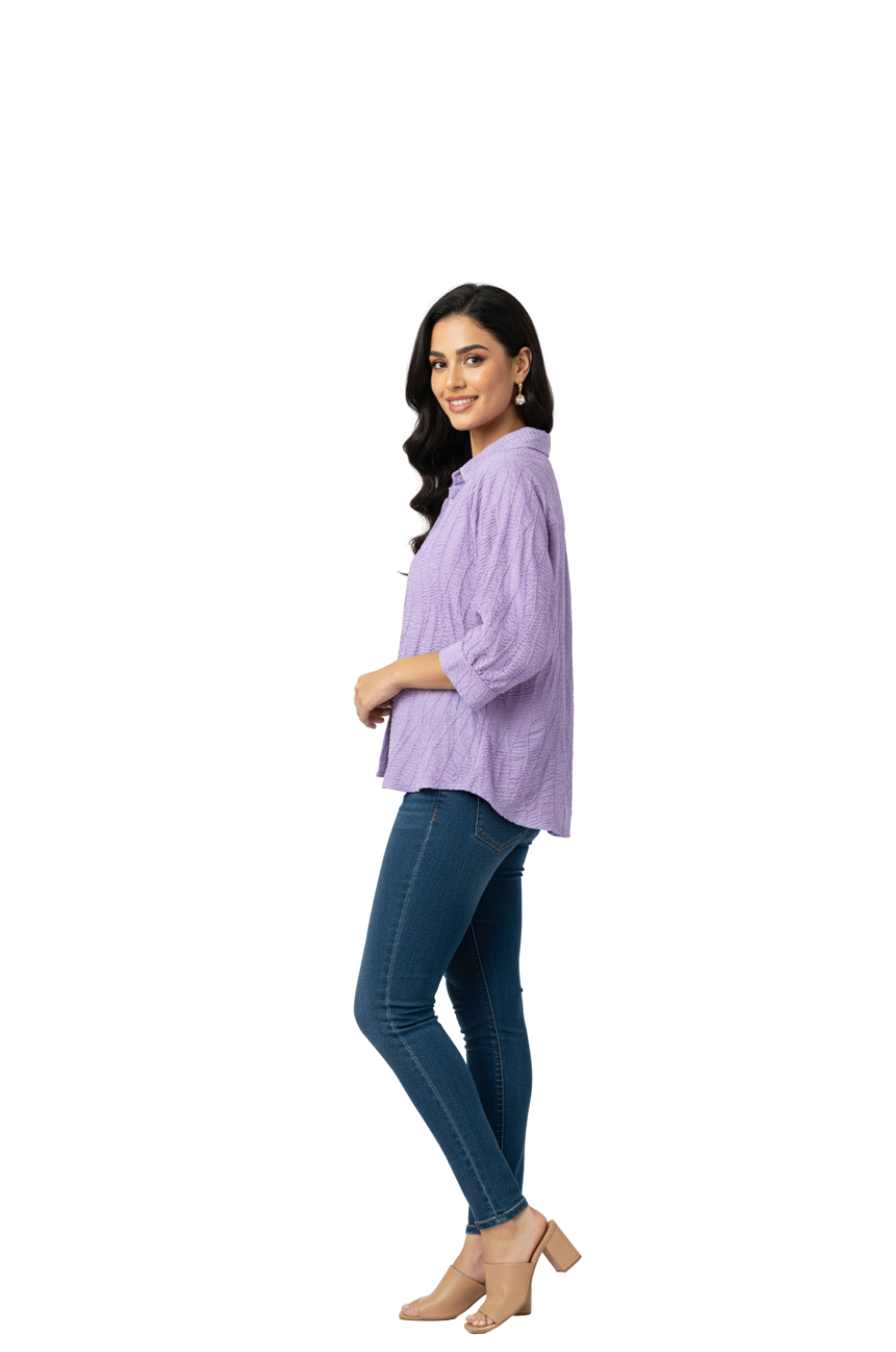 Oversized Shirt for Women in Lavender | Loose Fit Casual Shirt | Hava Fashions