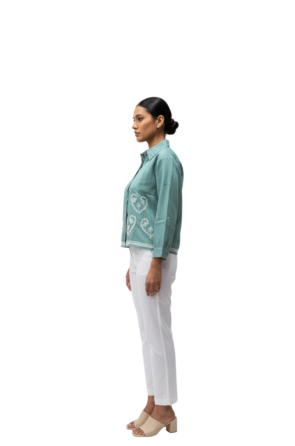 Embroidery Shirts for Women in Seafoam Green