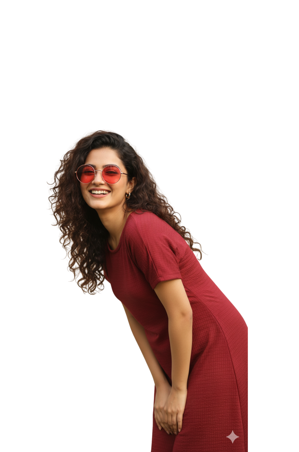 Red Waffle Knit Dress for Women