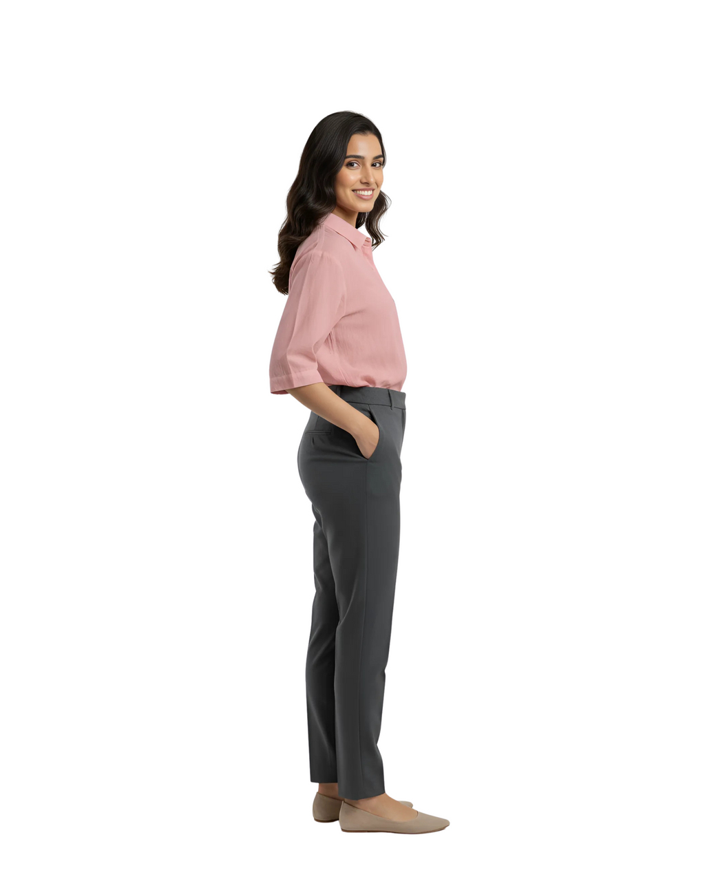 Floral Pattern Cotton Shirt for Women in Pink
