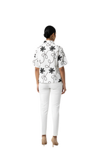 Black Floral Embroidered Shirt for Women