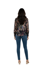 Floral Print Chiffon Fabric for Women in Black