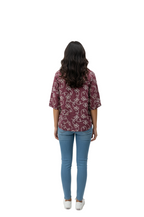 White Cotton Embroidered Shirt for Women in Maroon