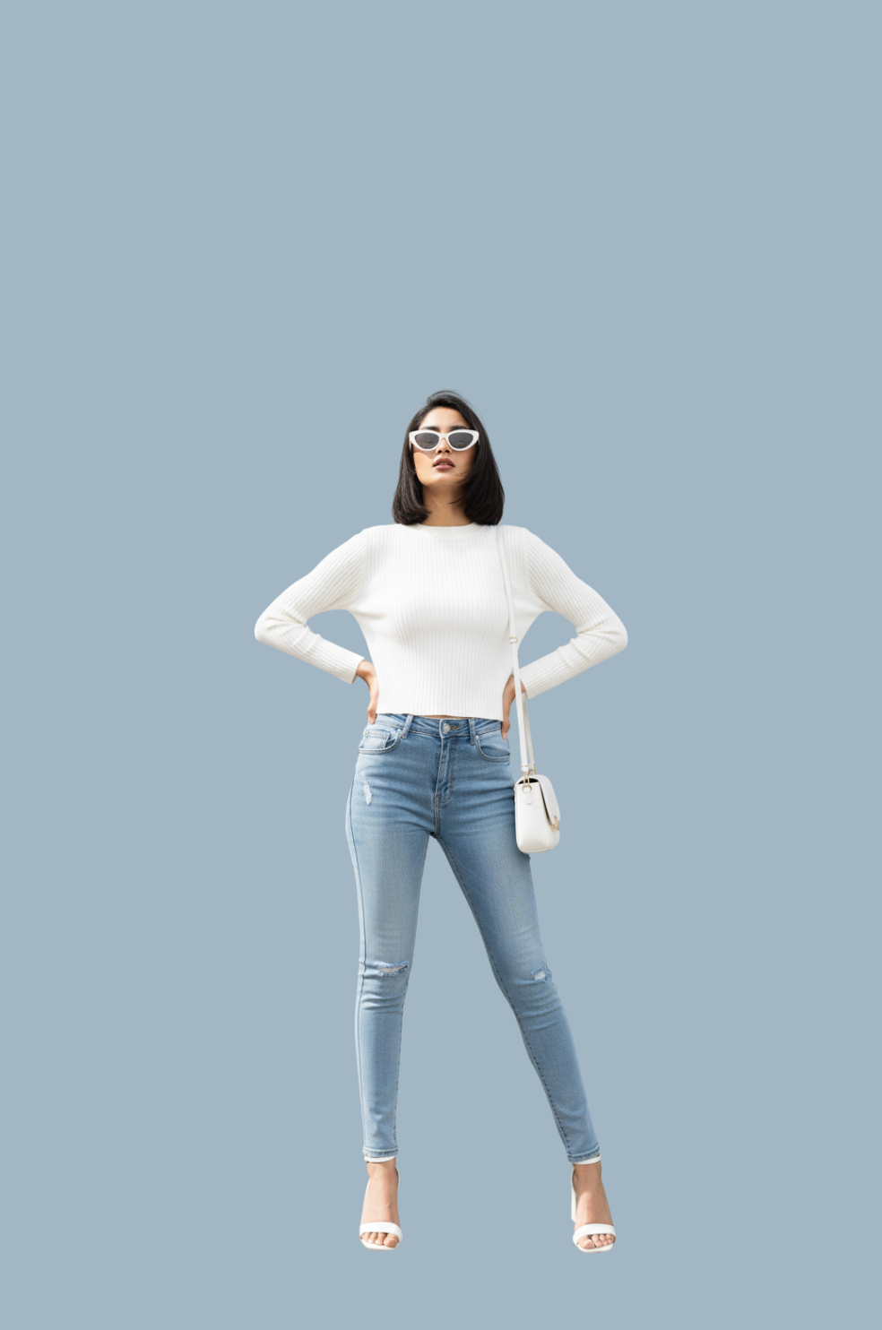 White Ribbed Texture T-Shirt for Women