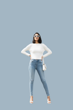 White Ribbed Texture T-Shirt for Women