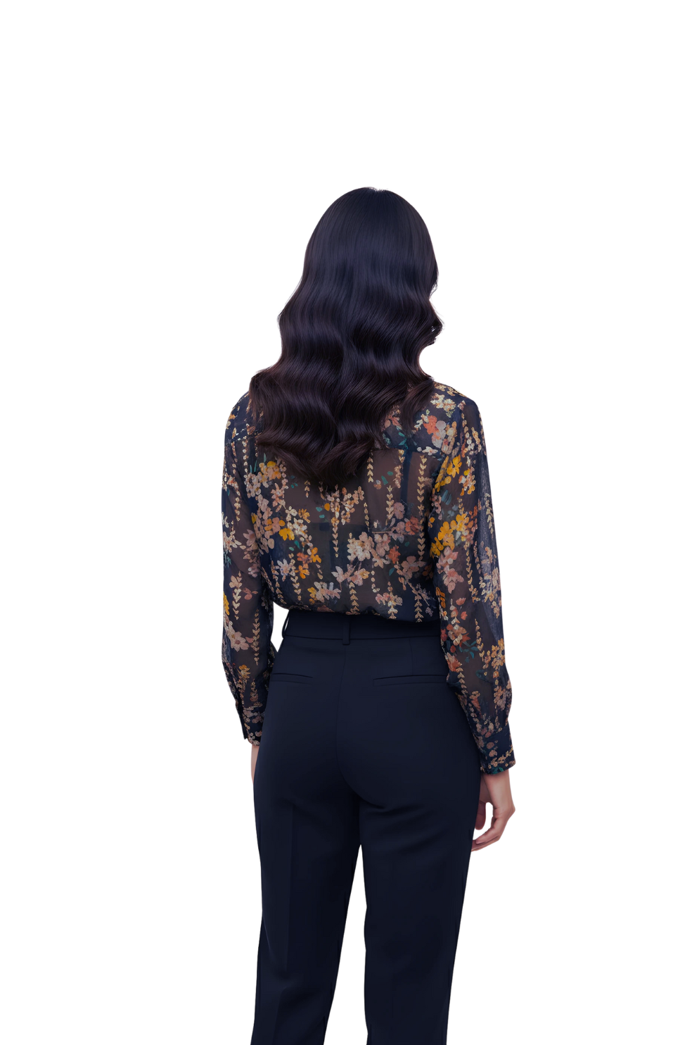 Floral Print Chiffon Fabric for Women in Blue