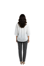 White Textured Floral Shirt for Women