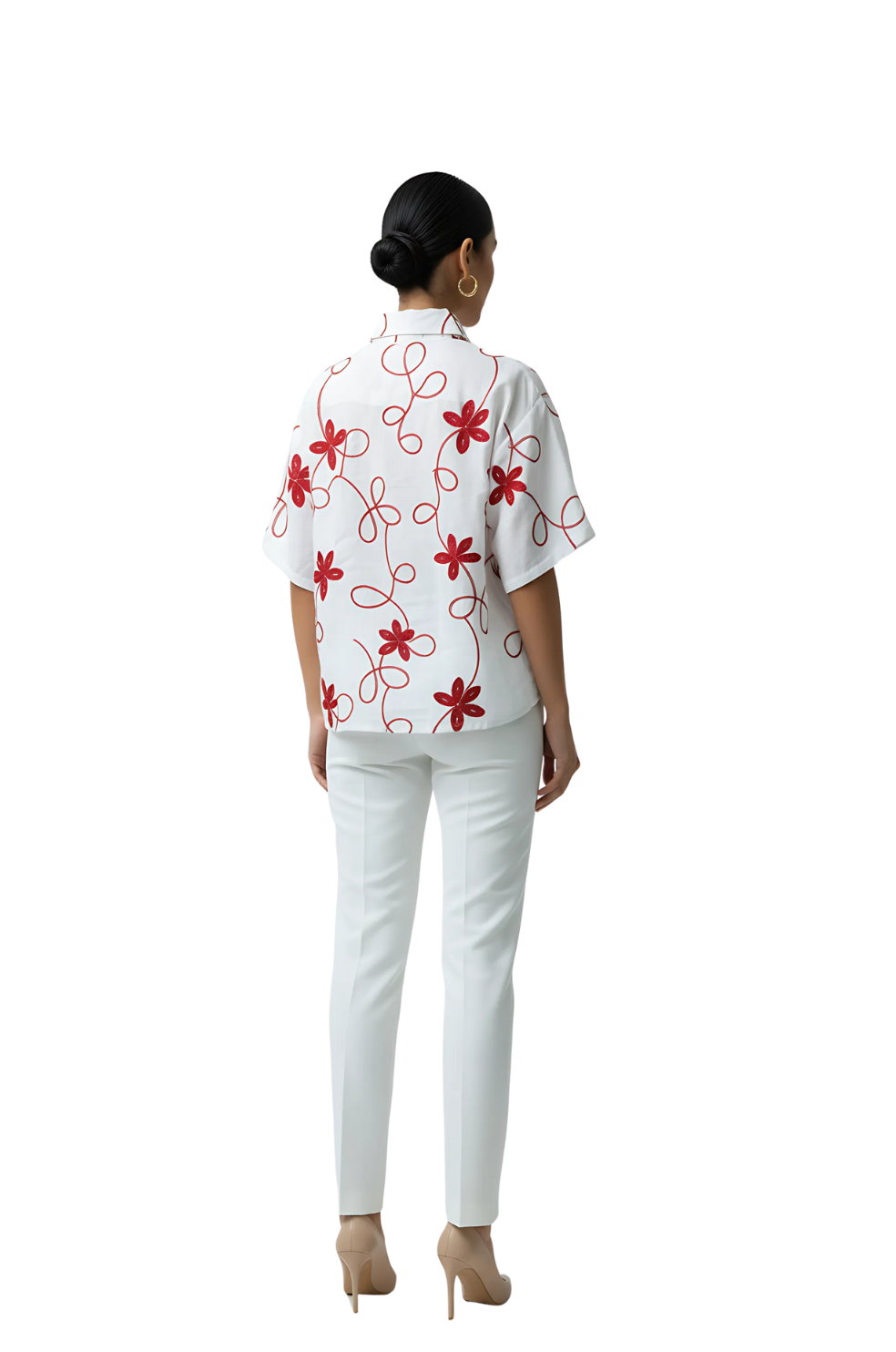 Embroidery Top for Women in Red