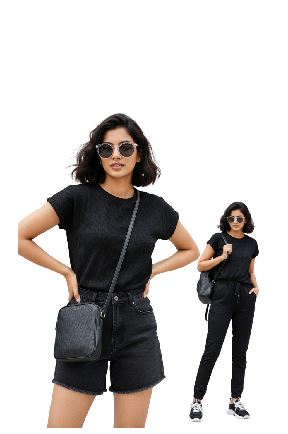 Half Sleev Women's Knit Tops in Black