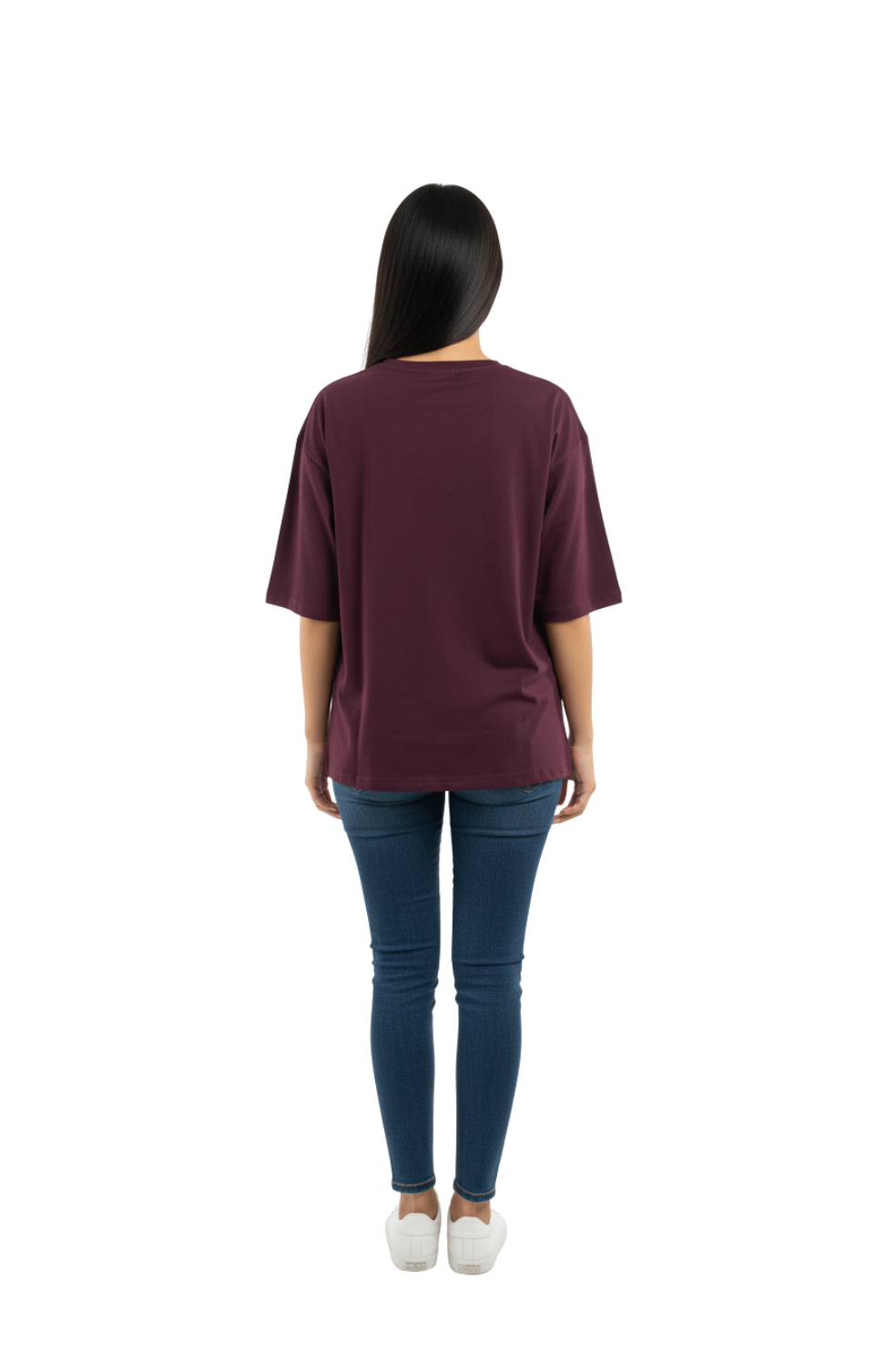 Oversize T-Shirt for Women in Maroon Colour