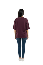 Oversize T-Shirt for Women in Maroon Colour