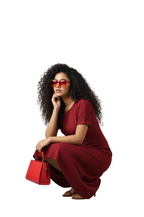 Red Waffle Knit Dress for Women