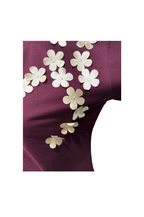 Golden Flower Applique Oversized T-shirt for Women in Maroon