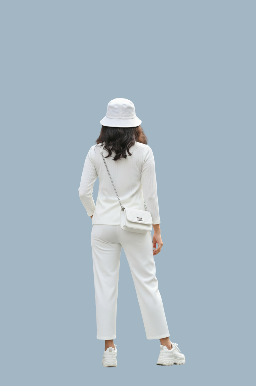 White Ribbed Texture T-Shirt for Women