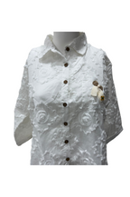 White Textured Floral Shirt for Women