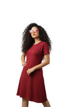 Red Waffle Knit Dress for Women