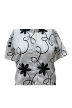 Black Floral Embroidered Shirt for Women
