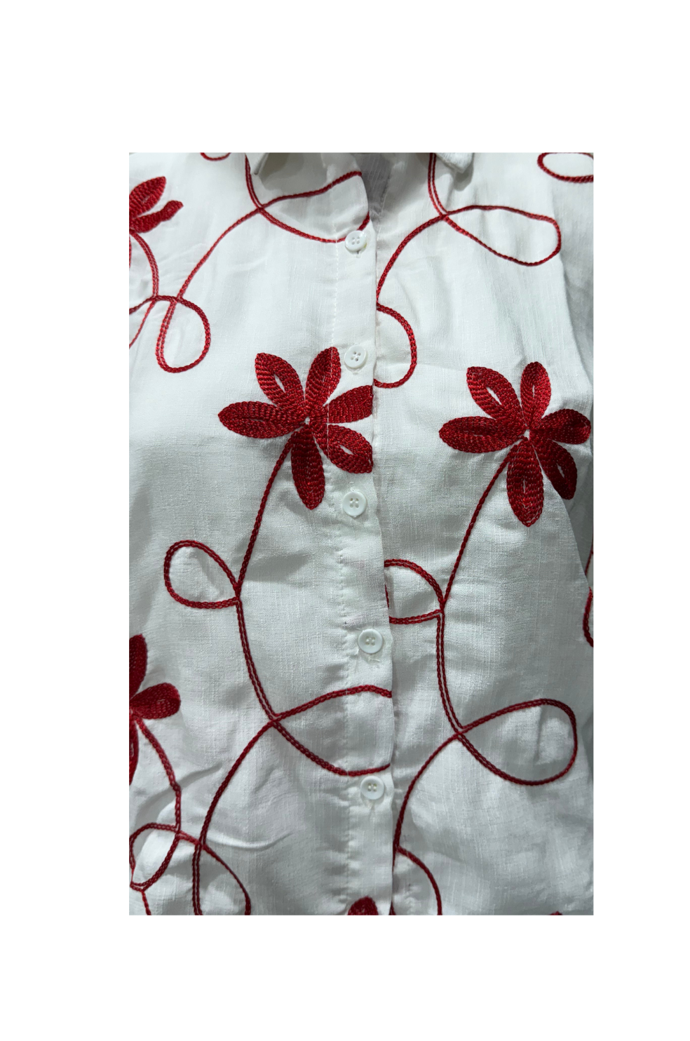 Embroidery Top for Women in Red