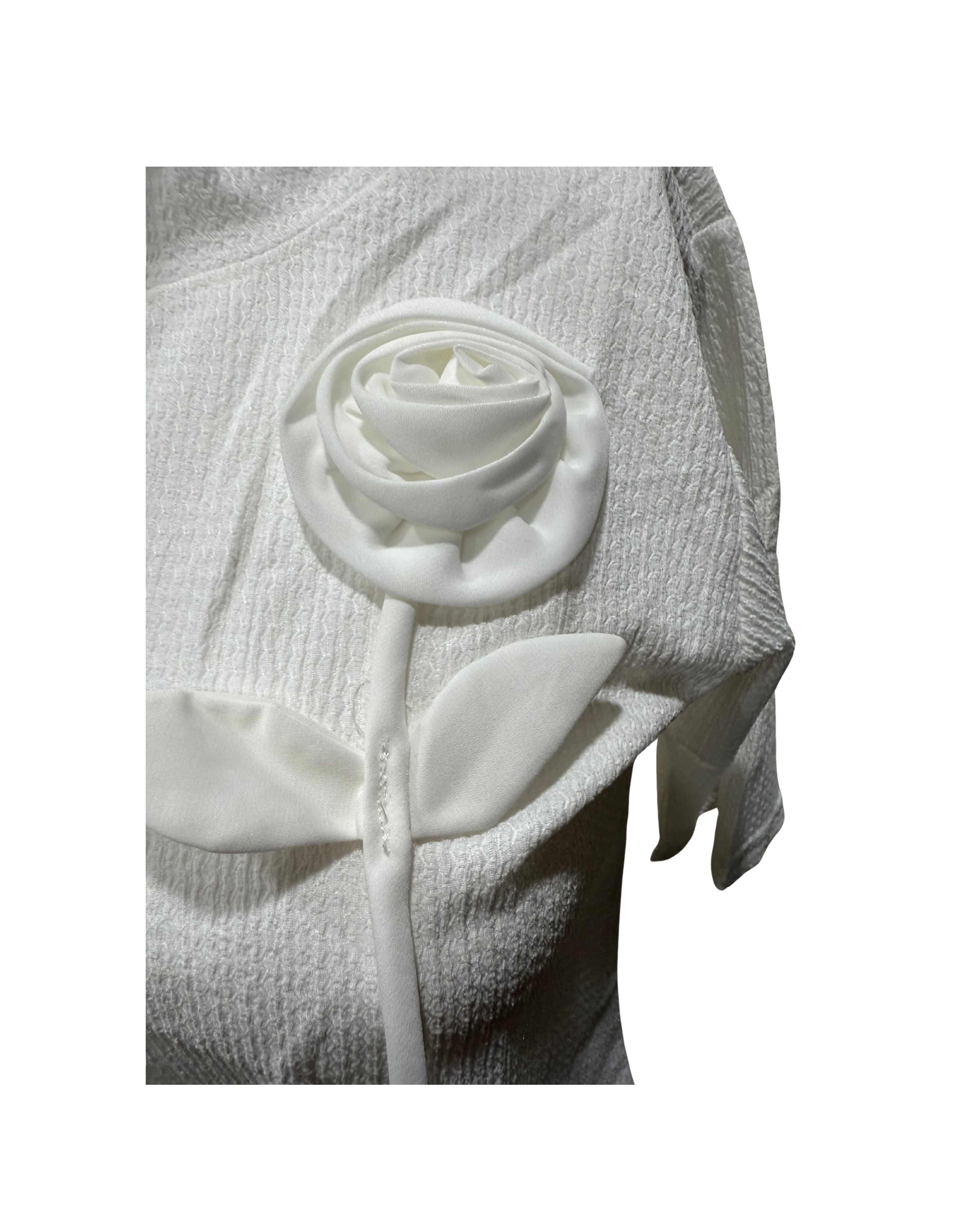 White Flower Short Top for Women