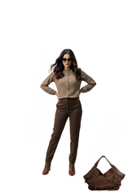 Cuffed Sleeves Shirt for Women in Brown