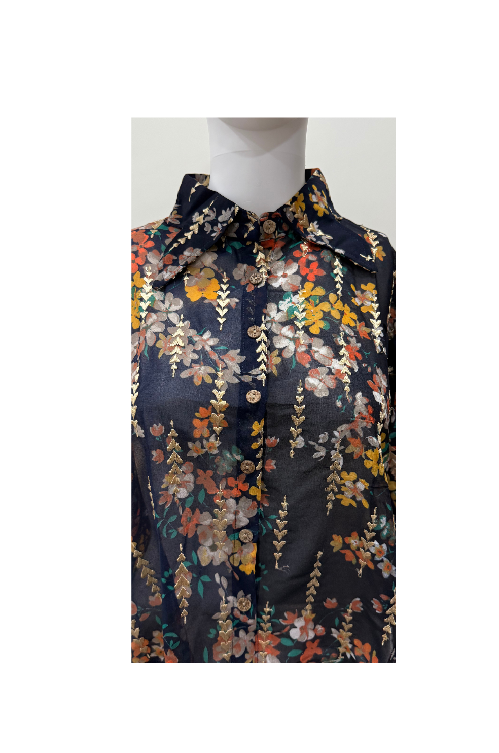 Floral Print Chiffon Fabric for Women in Blue