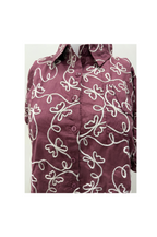 White Cotton Embroidered Shirt for Women in Maroon