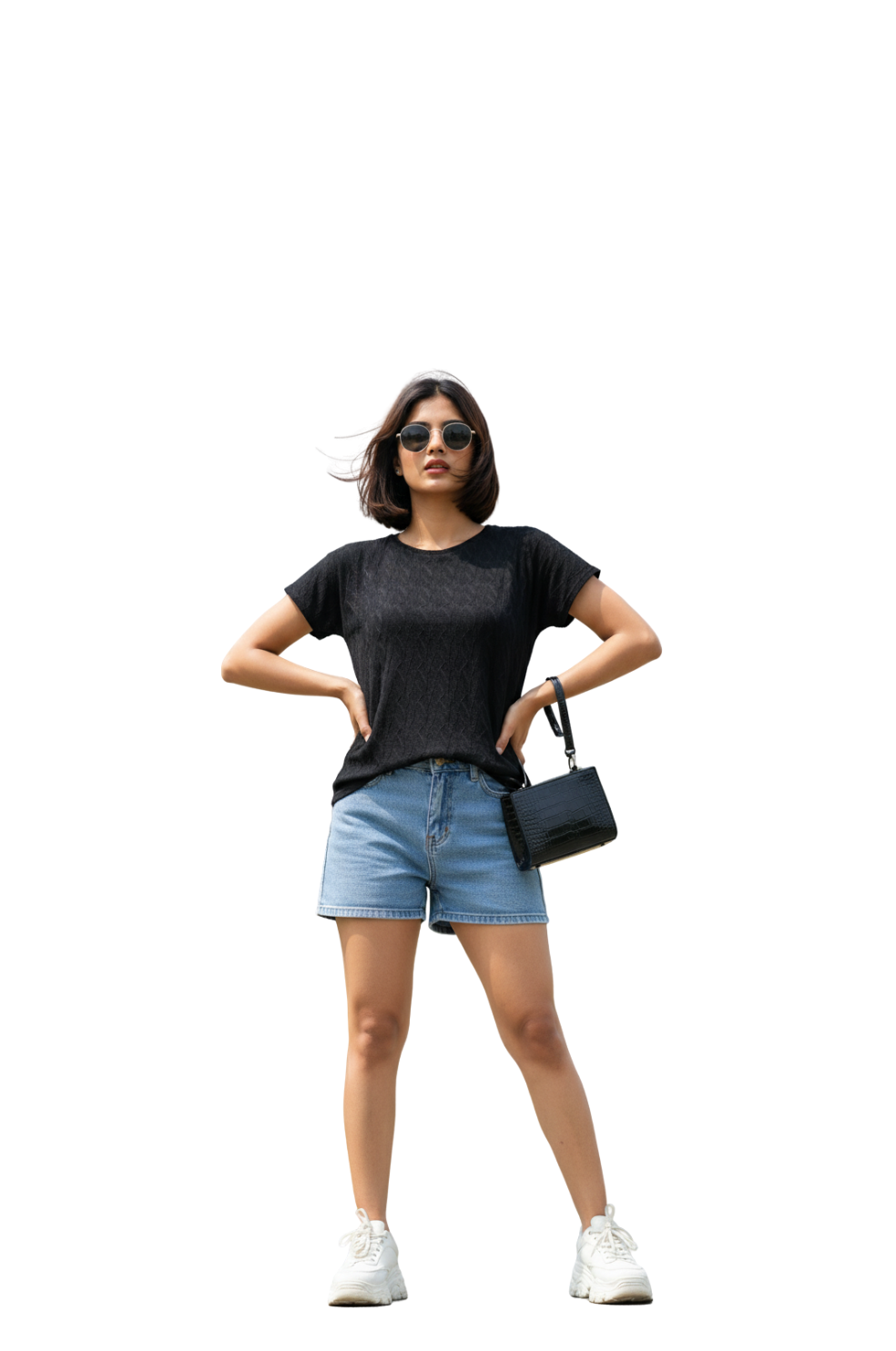 Half Sleev Women's Knit Tops in Black