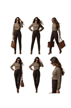 Cuffed Sleeves Shirt for Women in Brown