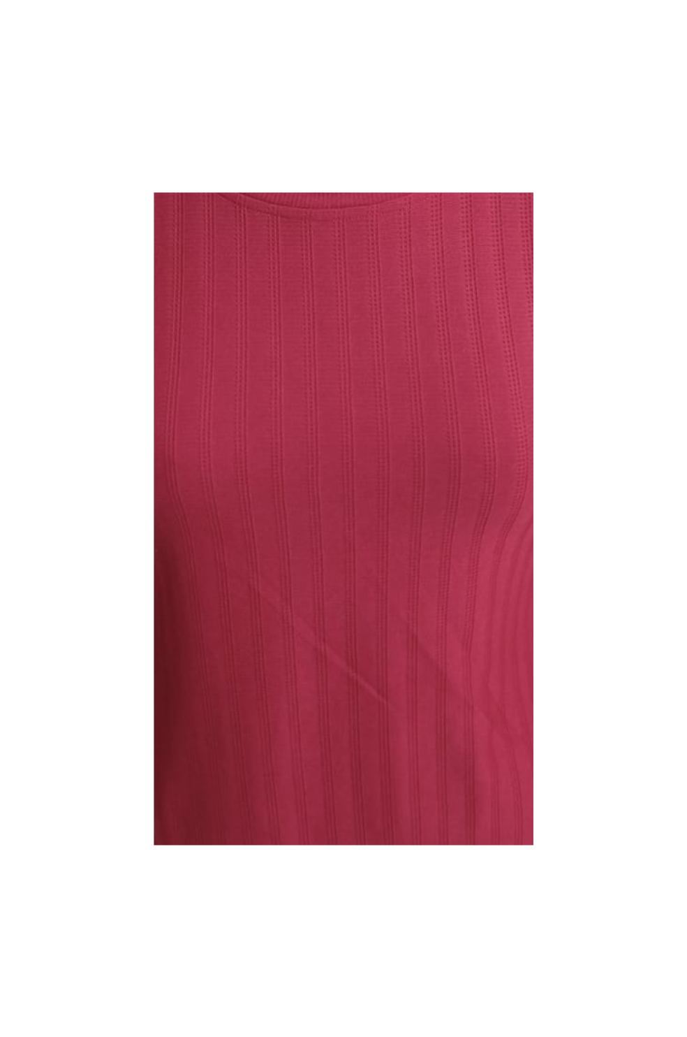 Plain Casual Textured Ribbed T-Shirt for Women in Maroon