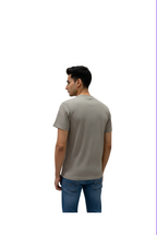 Grey Popcorn Fabric Round Neck T-Shirt  for Men