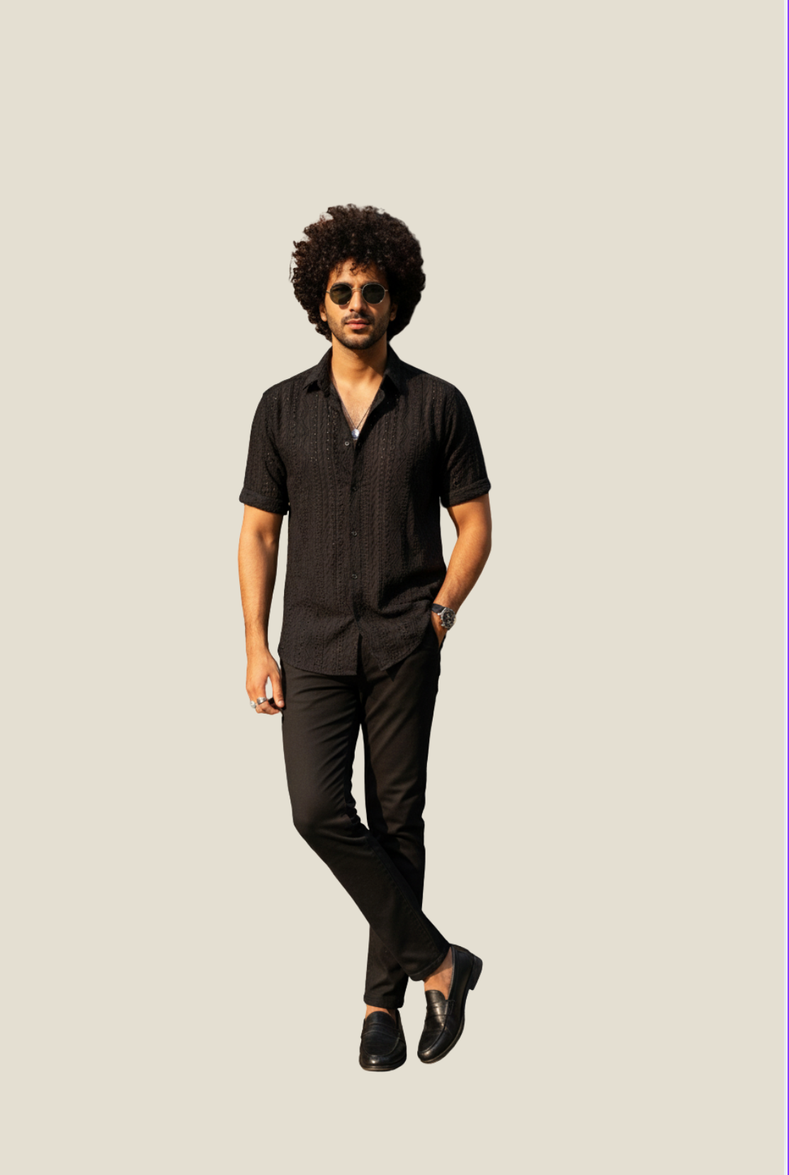 Crochet Shirt for Men in Black