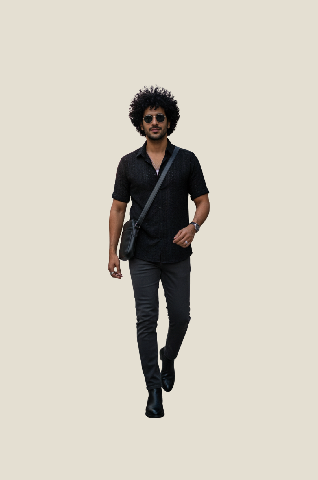 Crochet Shirt for Men in Black