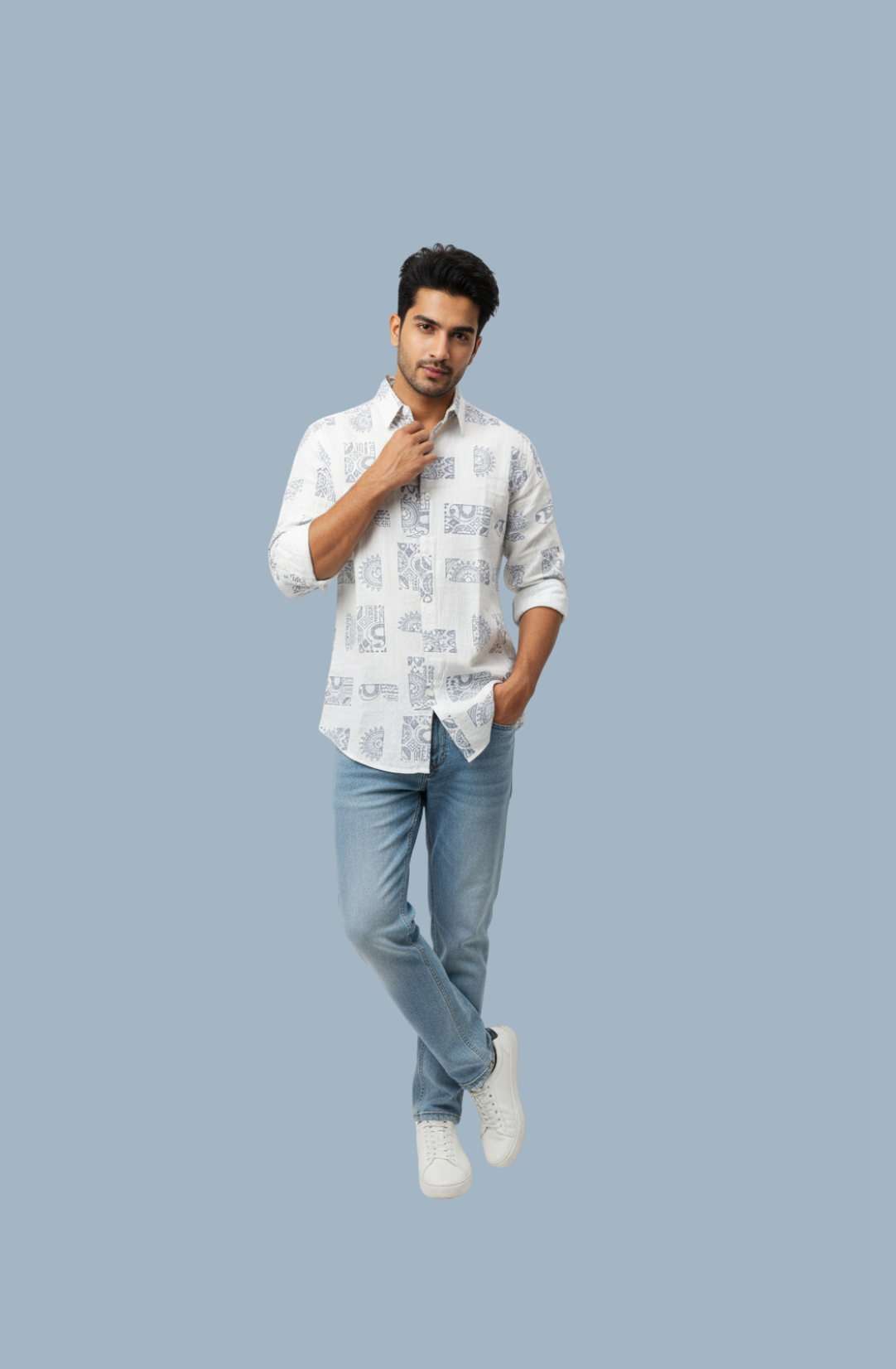 Geometric Pattern Chikankari Shirts for Men