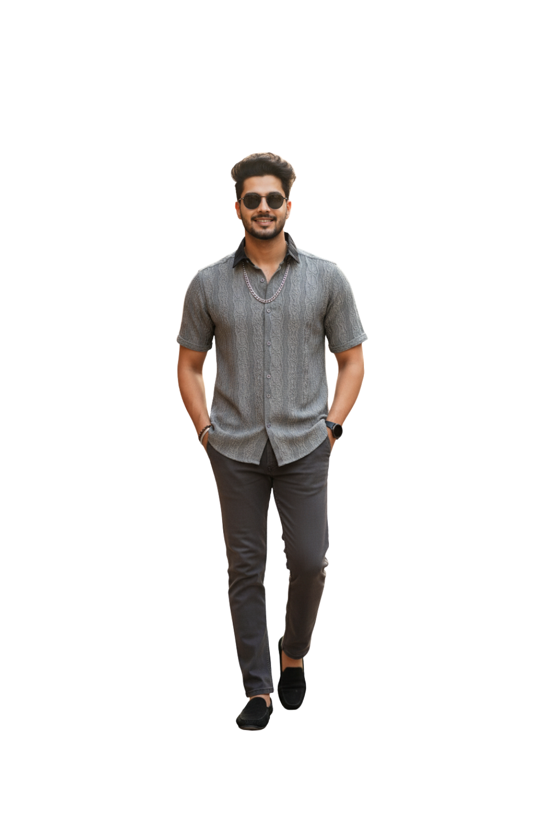 Grey Knitted Shirts for Men