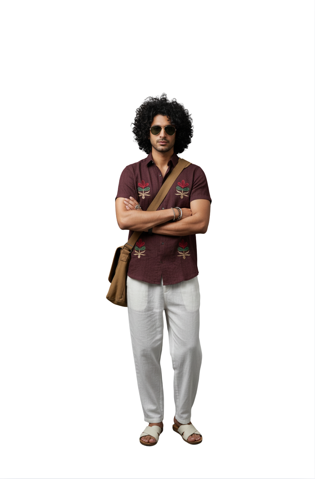 Burgundy Casual Half Sleeve Shirts for Men