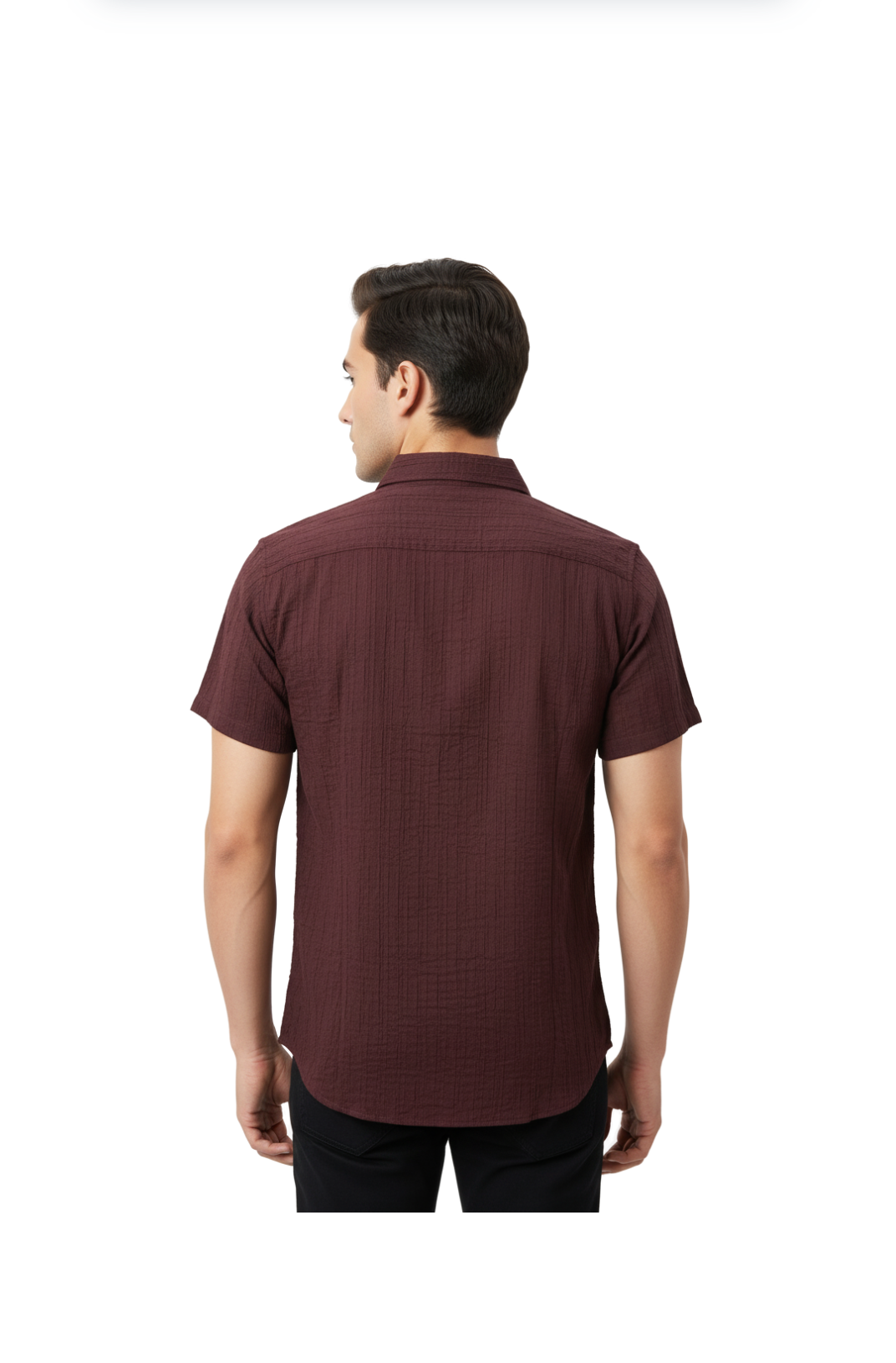 Burgundy Casual Half Sleeve Shirts for Men