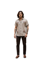 Beige Embroidered Shirts for Men