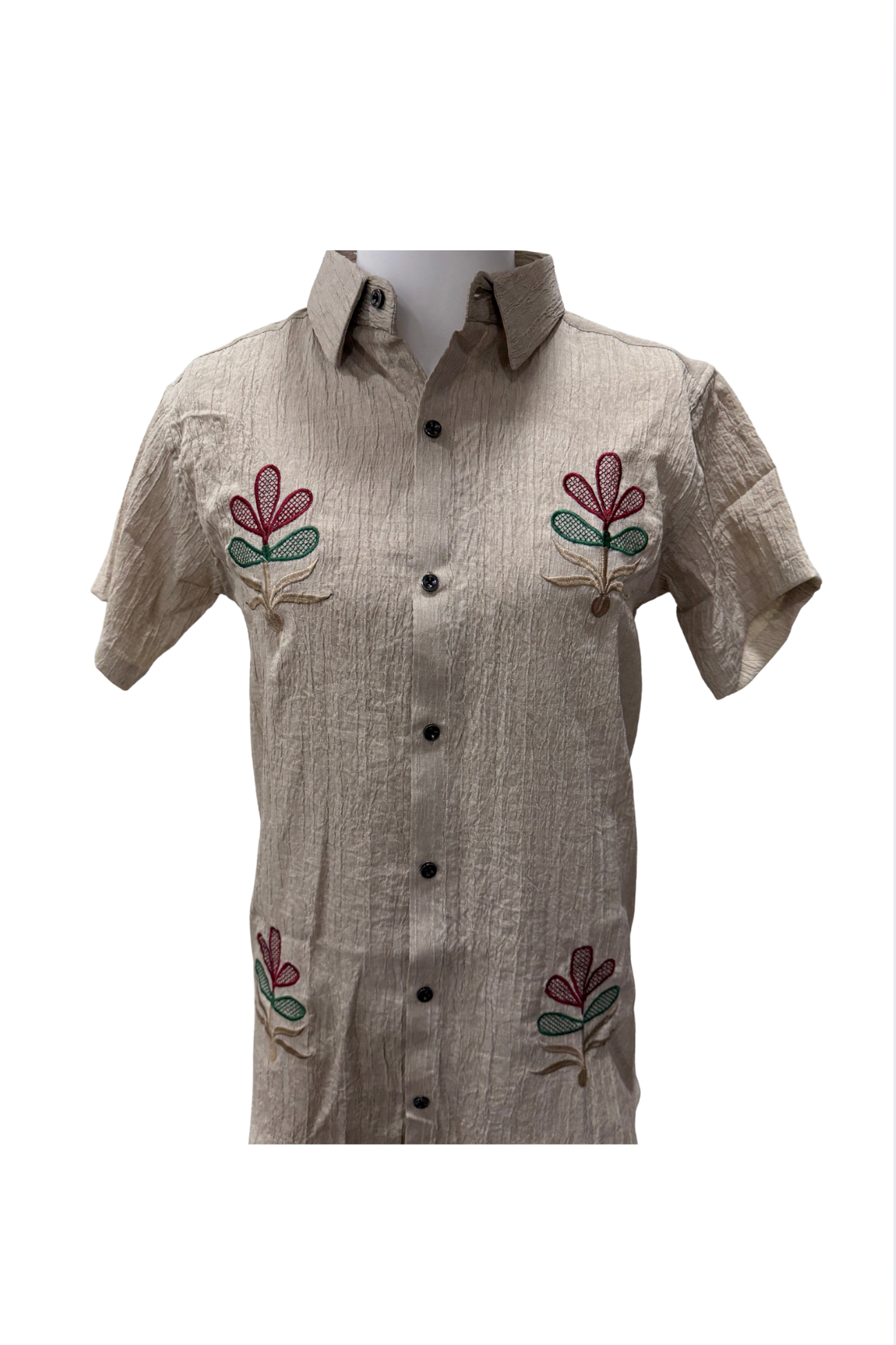 Beige Embroidered Shirts for Men