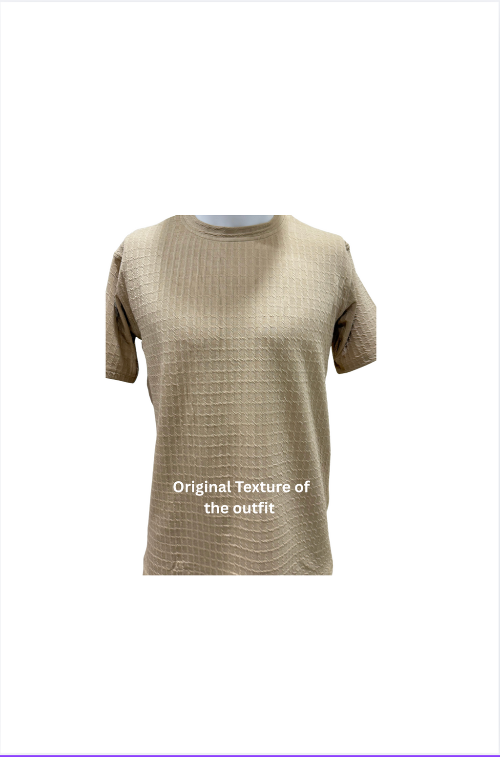 Beige Waffle Knit T-Shirt  for Men