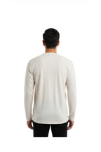Beige Textured Full Sleeve T-Shirt for Men