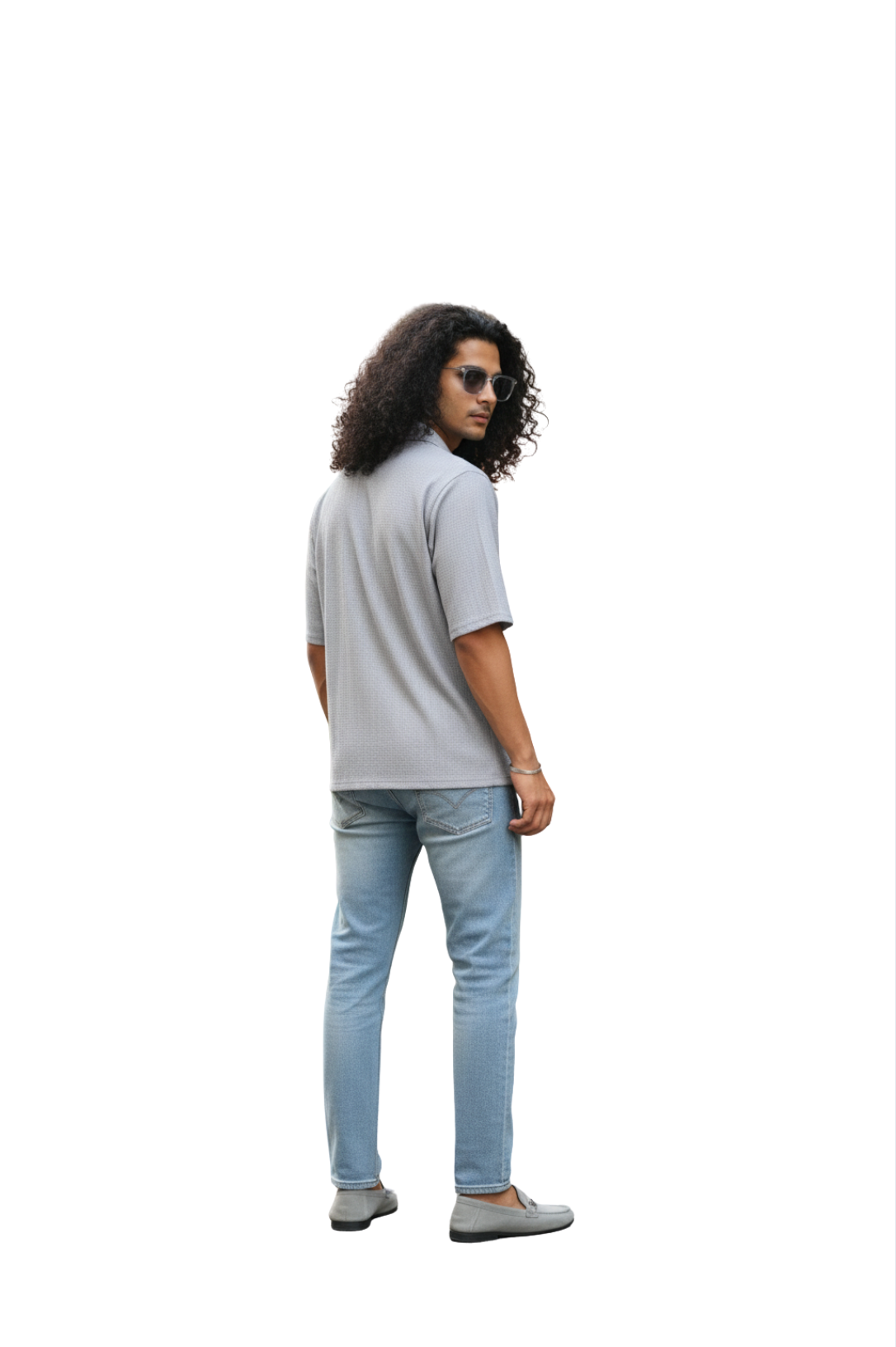 Mens Grey Textured Shirt – Short Sleeve Casual & Semi-Formal