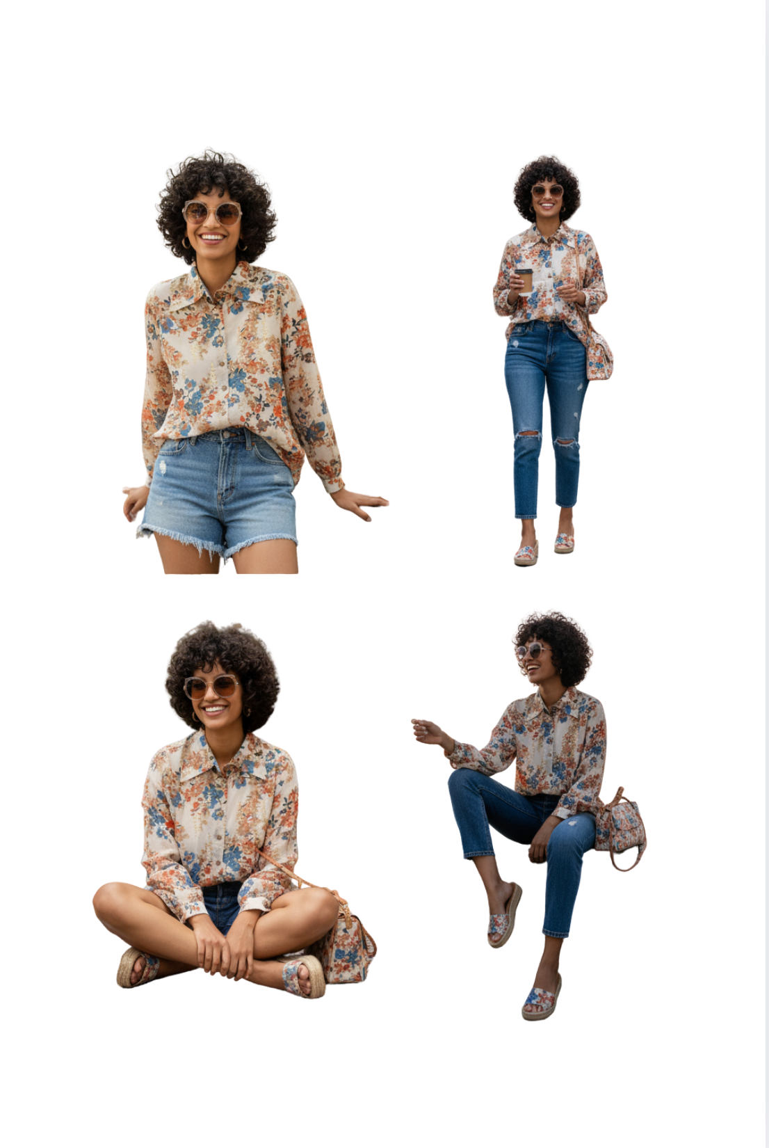 Floral Print Chiffon Top for Women